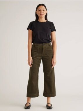 Quince Organic Stretch Corduroy Cropped Wide Leg Pants in Seaweed
Green Size 16
